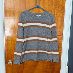 Striped Gray and Brown Sweater
